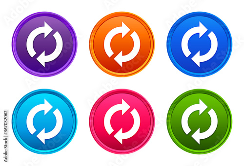 Update icon luxury bright round button set 6 color vector