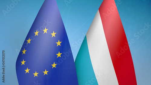 Fototapeta Naklejka Na Ścianę i Meble -  European Union and Luxembourg two flags