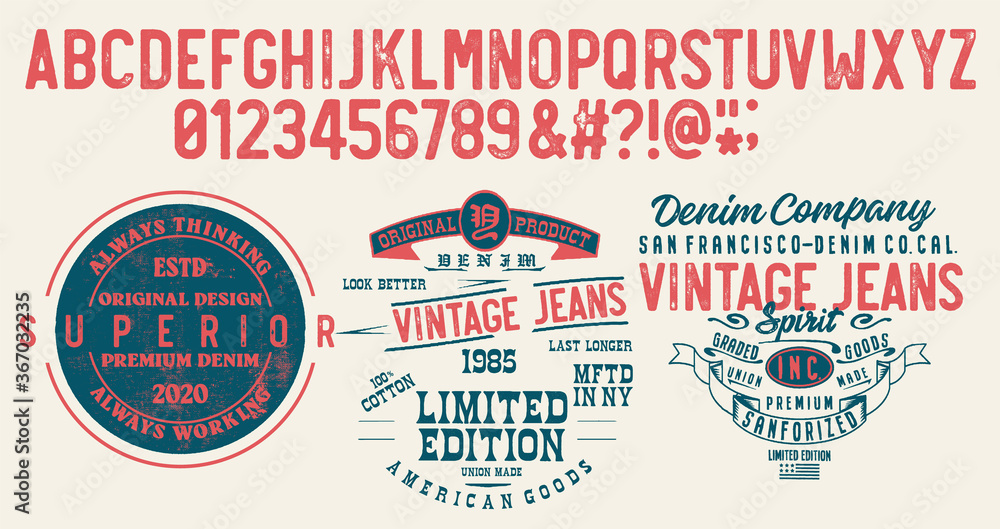 Craft retro vintage typeface design. Youth fashion type.