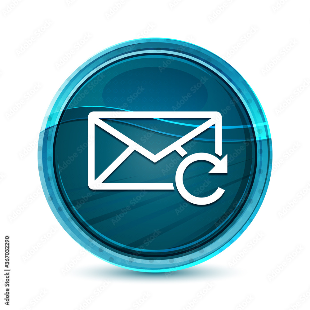 Refresh email icon elegant glass blue round button vector design illustration Refresh email icon elegant glass blue round button vector design illustration