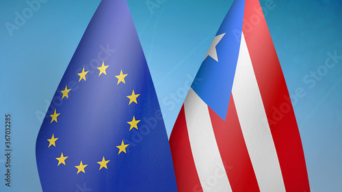 Fototapeta Naklejka Na Ścianę i Meble -  European Union and Puerto Rico two flags