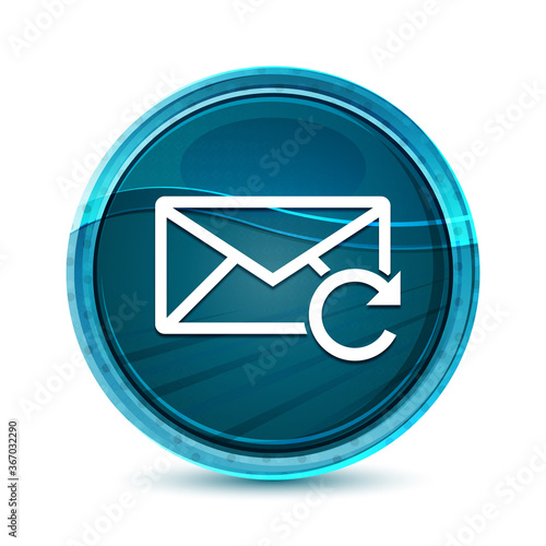 Refresh email icon elegant glass blue round button vector design illustration