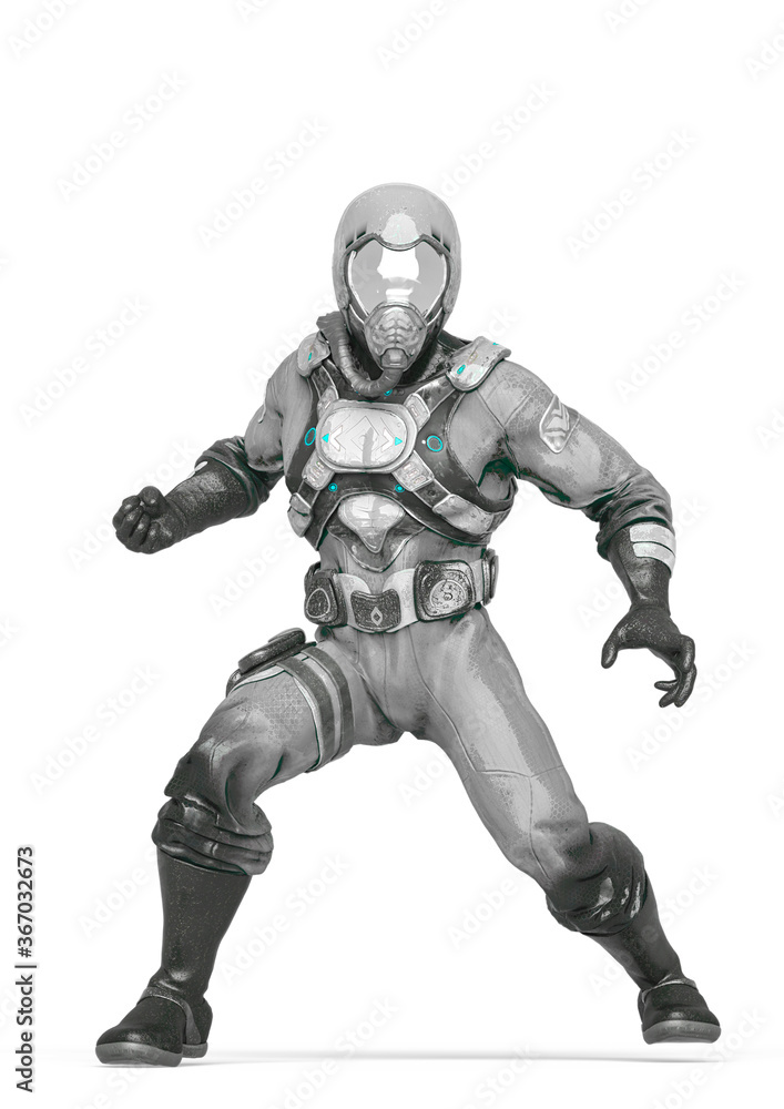 battle pilot is ready for action in white background