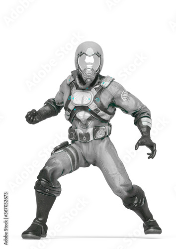 battle pilot is ready for action in white background