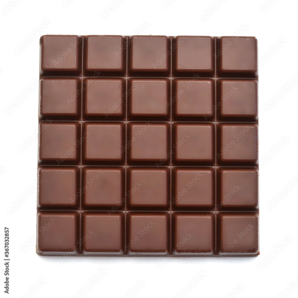 Chocolate bar isolated on white background. Top view, flat lay Chocolate bar isolated on white background. Top view, flat lay