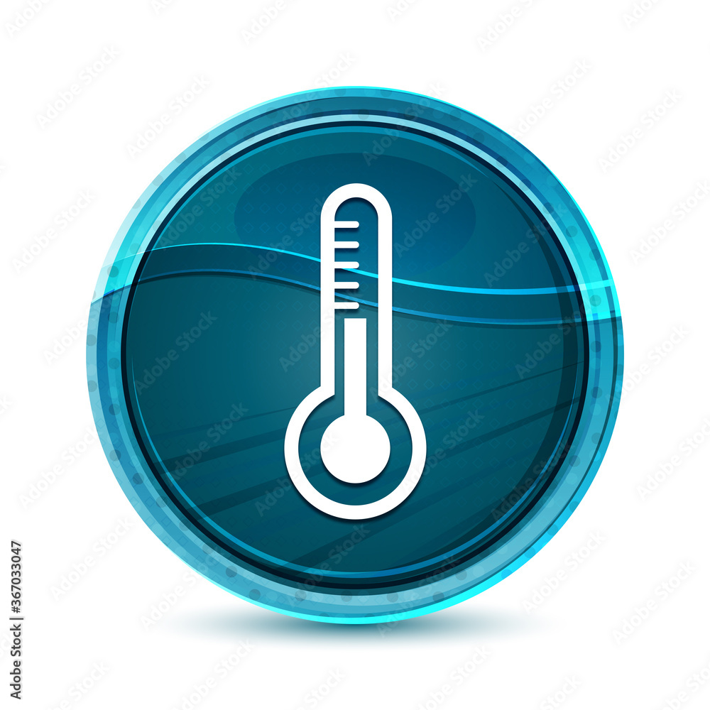 Thermometer icon elegant glass blue round button vector design illustration Thermometer icon elegant glass blue round button vector design illustration