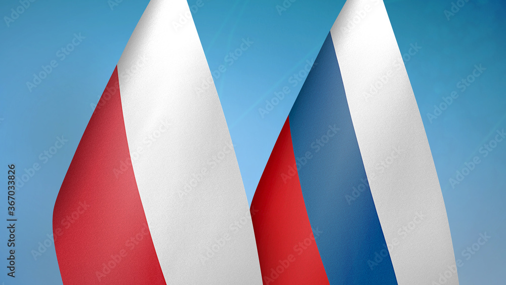 Obraz premium Poland and Russia two flags
