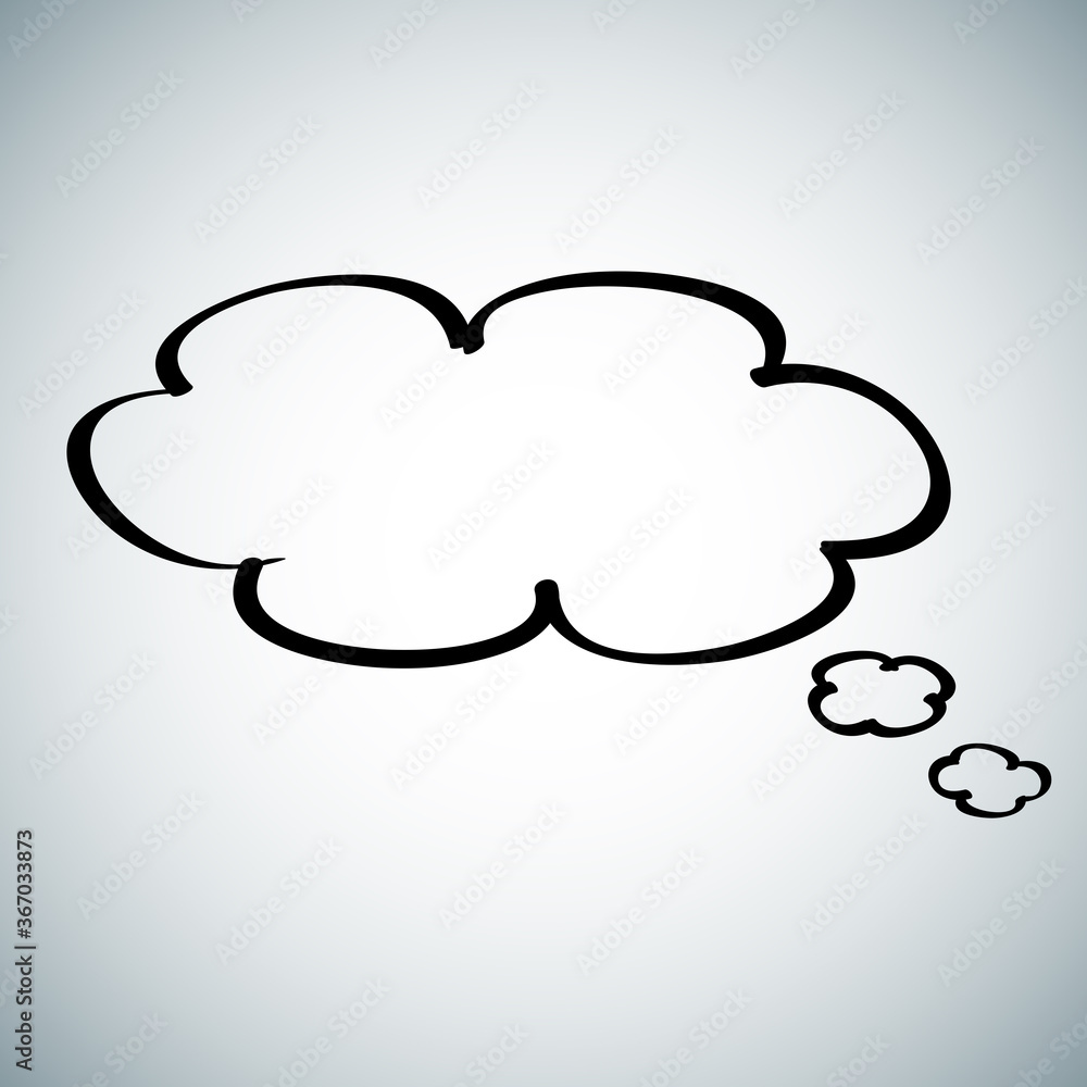 Think bubble isolated on gray background. Trendy think bubble in flat style. Modern template for social network and label. Creative thought balloon. Cloud line art, vector illustration Think bubble isolated on gray background. Trendy think bubble in flat style. Modern template for social network and label. Creative thought balloon. Cloud line art, vector illustration