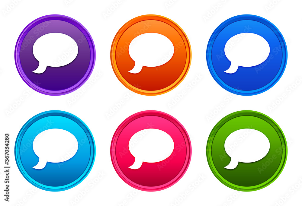 Chat icon luxury bright round button set 6 color vector Chat icon luxury bright round button set 6 color vector
