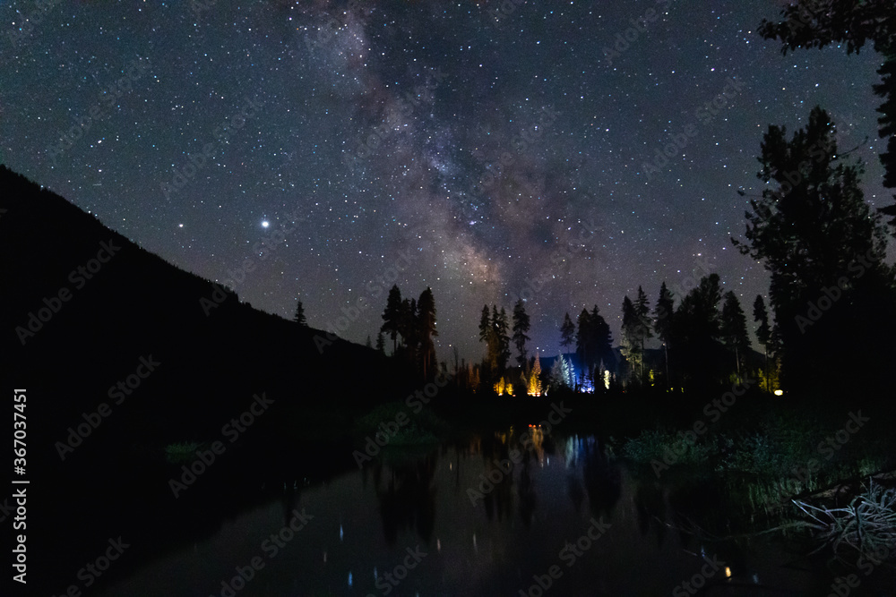 Milky Way in Night Sky with Stars