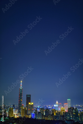 Taipei, Taiwan - February 19, 2018: Taipei is a capital city of Taiwan. Asia modern business concept image, panoramic skyline cityscape (night view), shot in Taipei, Taiwan.