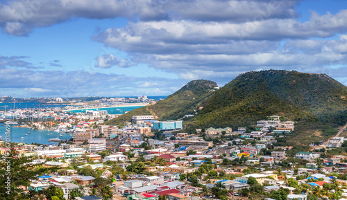 Homes and Industry Along Saint Martin on the French Side of the Island Nation © dbvirago
