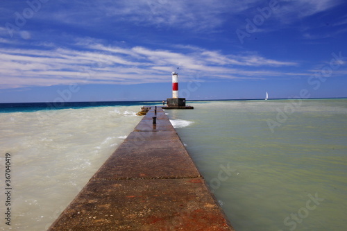 Breakwater on Frankfort Harbor, Elberta, Michigan photo