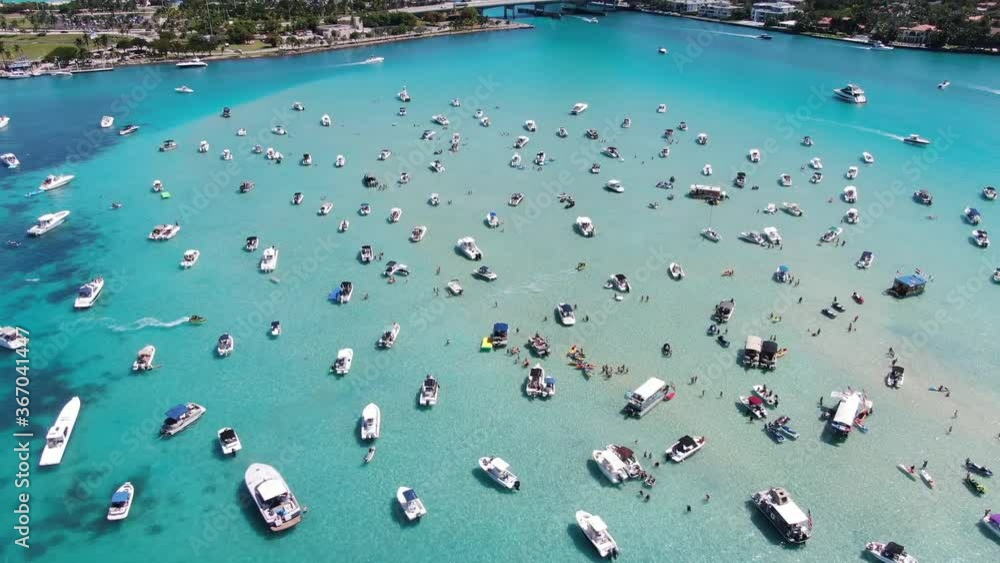 Boat Scene at Haulover Sandbar Florida Drone Video Boat Scene at Haulover Sandbar Florida Drone Video