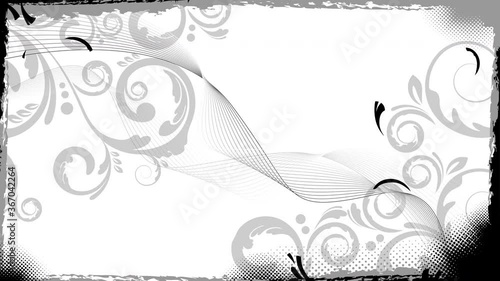 abstract black and grey floral animation with space for text
