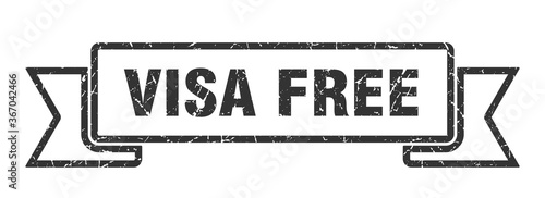 visa free grunge vintage retro band. visa free ribbon photo