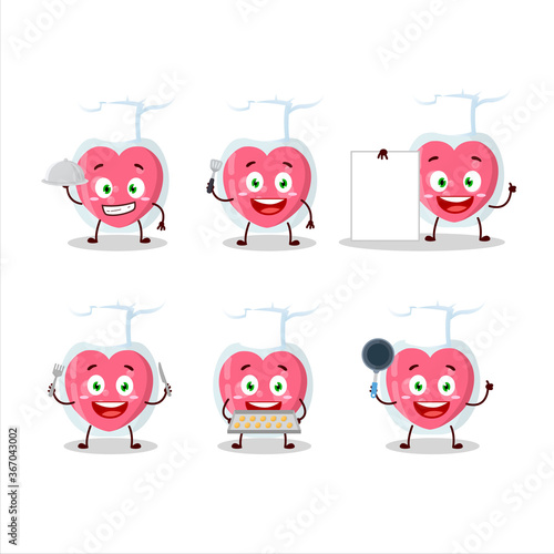 Cartoon character of love potion with various chef emoticons