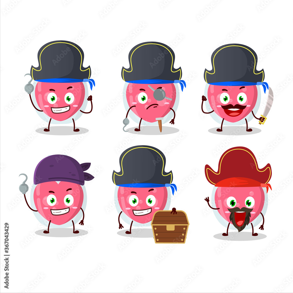 Cartoon character of love potion with various pirates emoticons Cartoon character of love potion with various pirates emoticons