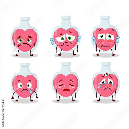 Love potion cartoon character with sad expression
