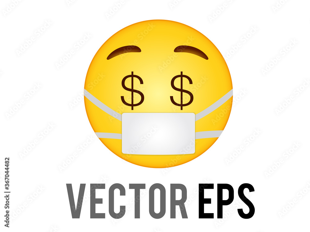 Obraz premium Vector gradient yellow face icon with dollar sign eyes
