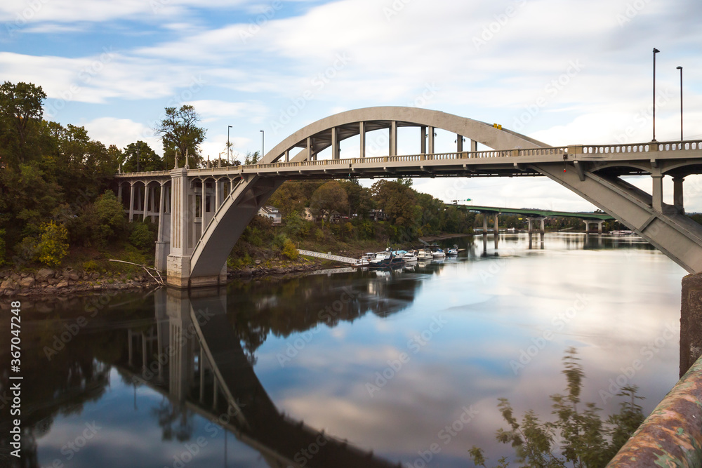 Old Oregon City West Linn Bridge, also known as the Arch Bridge, listed on the National Register of Historic Places Old Oregon City West Linn Bridge, also known as the Arch Bridge, listed on the National Register of Historic Places