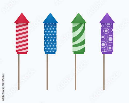 Firework Rockets Icon Set