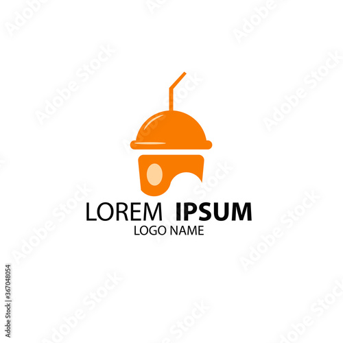 drink concept logo template in orange colored glass