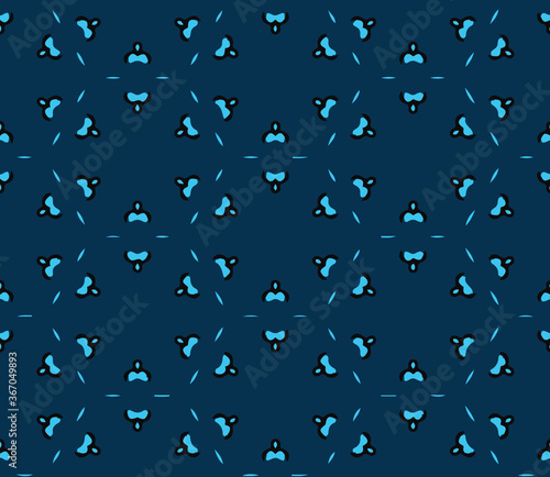 business seamless pattern, meeting table in repeated pattern, hand drawn wallpaper, blue background, vector illustration