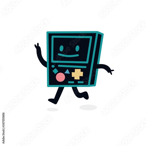 Vector illustration of a gameboy mascot Gameboy sticker Gameboy logo isolated white background