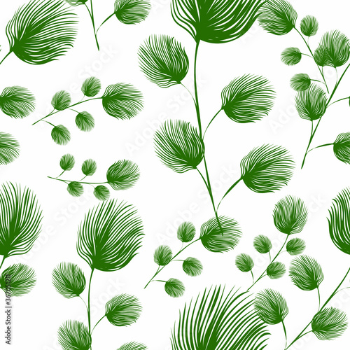 Feather Green duster design pattern. Vector illustration seamless pattern for fabric, textile, gift wrapping, background, wallpaper, bullet journal, scrapbooking 
