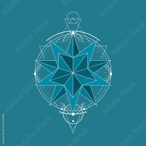 Mystical geometry symbol. Linear alchemy, occult, philosophical sign. Astrology and religion concept. Platonic solid design.