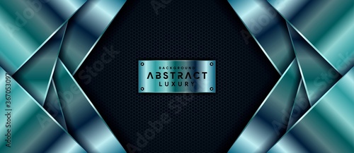 Abstract 3d realistic dark metallic shapes with light effect background