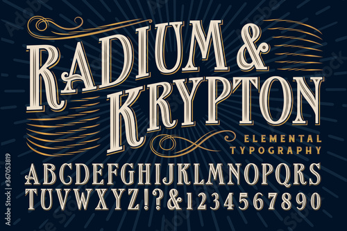 An Elegant Serif Alphabet that Exudes Old World Refinement and Luxury, and Would be Appropriate for product banding, alcohol bottles and custom packaging.