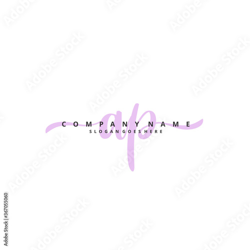 A P AP Initial handwriting and signature logo design with circle. Beautiful design handwritten logo for fashion, team, wedding, luxury logo.