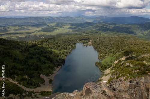The First Lower Lake on Mount Krasnaya in summer, Altai mountains, Siberia