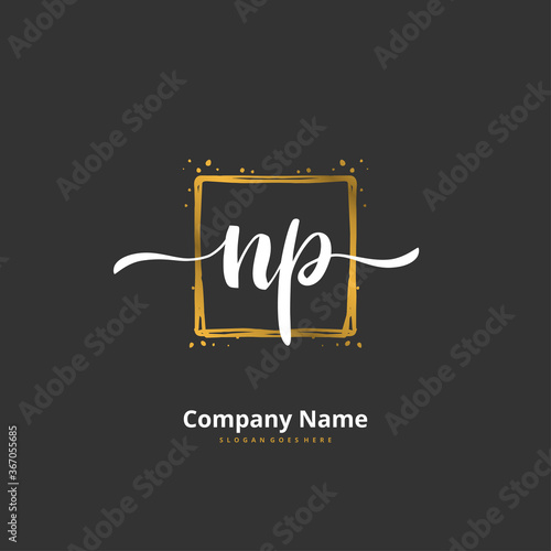 N P NP Initial handwriting and signature logo design with circle. Beautiful design handwritten logo for fashion, team, wedding, luxury logo.