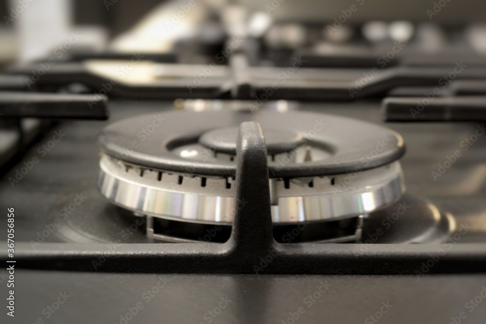 metal modern gas burner on a gas stove metal modern gas burner on a gas stove