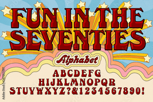 Font Vector Alphabet Design; An Early 1970s Style Cartoon Like Alphabet With a Groovy Retro Hippie Vibe.