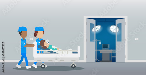 Surgeon team with patient
