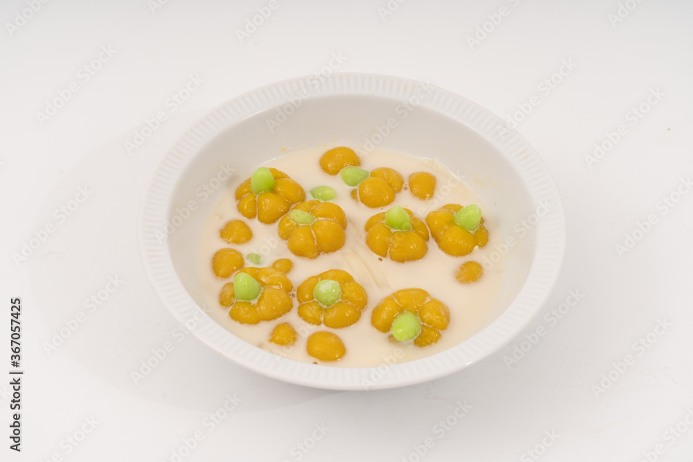Dessert of thai food is Rice Balls in Coconut Milk or (bua loy) on white background. Dessert of thai food is Rice Balls in Coconut Milk or (bua loy) on white background.