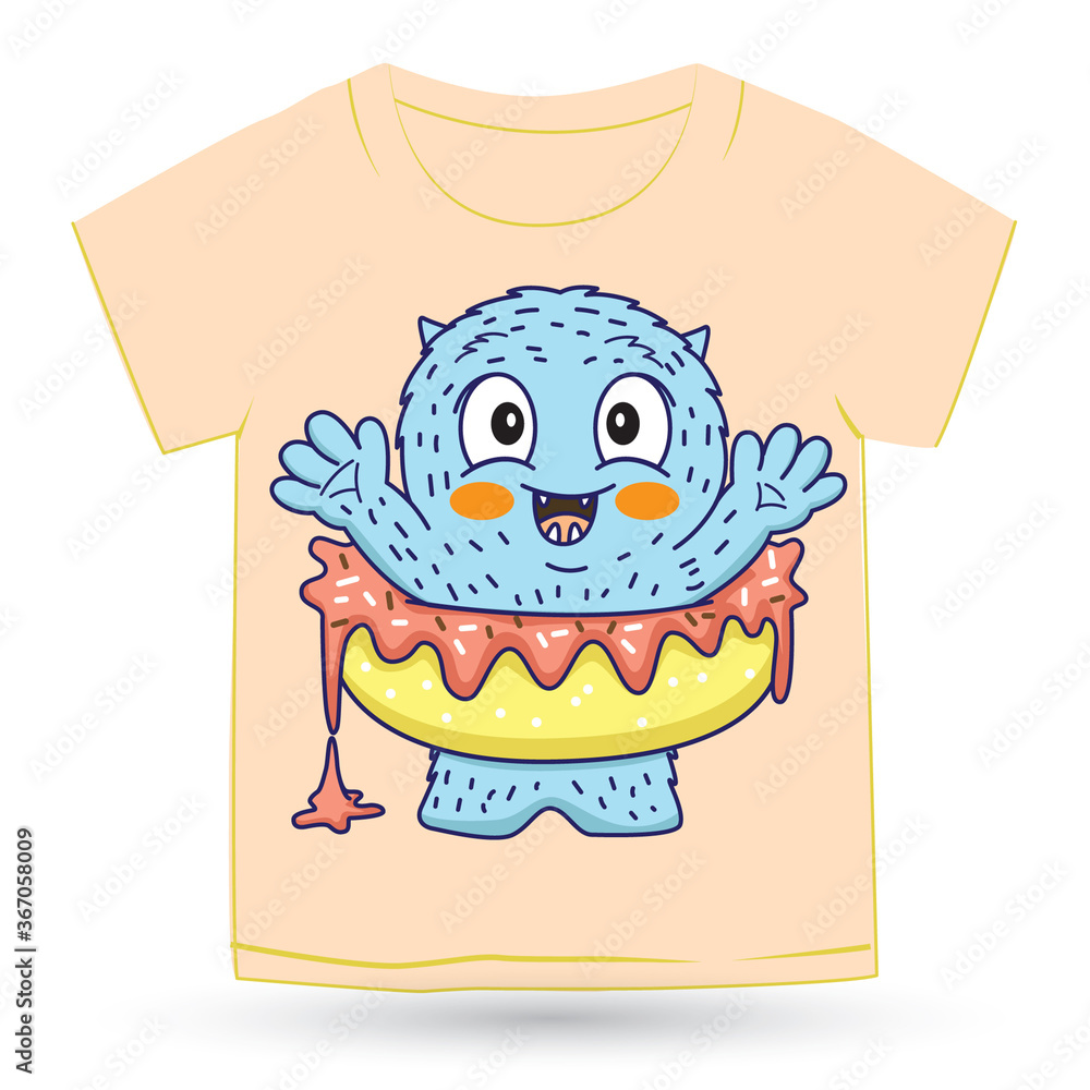 Obraz premium Cute monster donut cartoon for t shirt