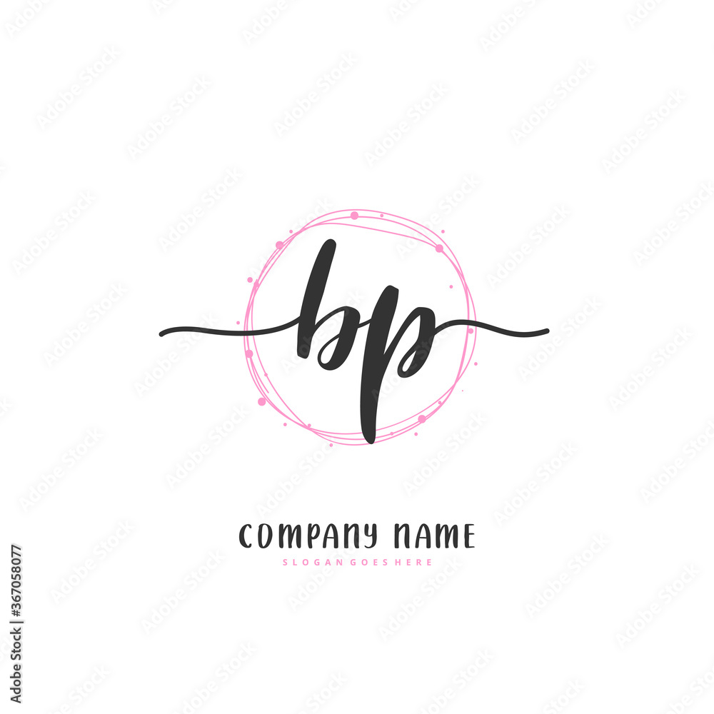 Obraz premium B P BP Initial handwriting and signature logo design with circle. Beautiful design handwritten logo for fashion, team, wedding, luxury logo.