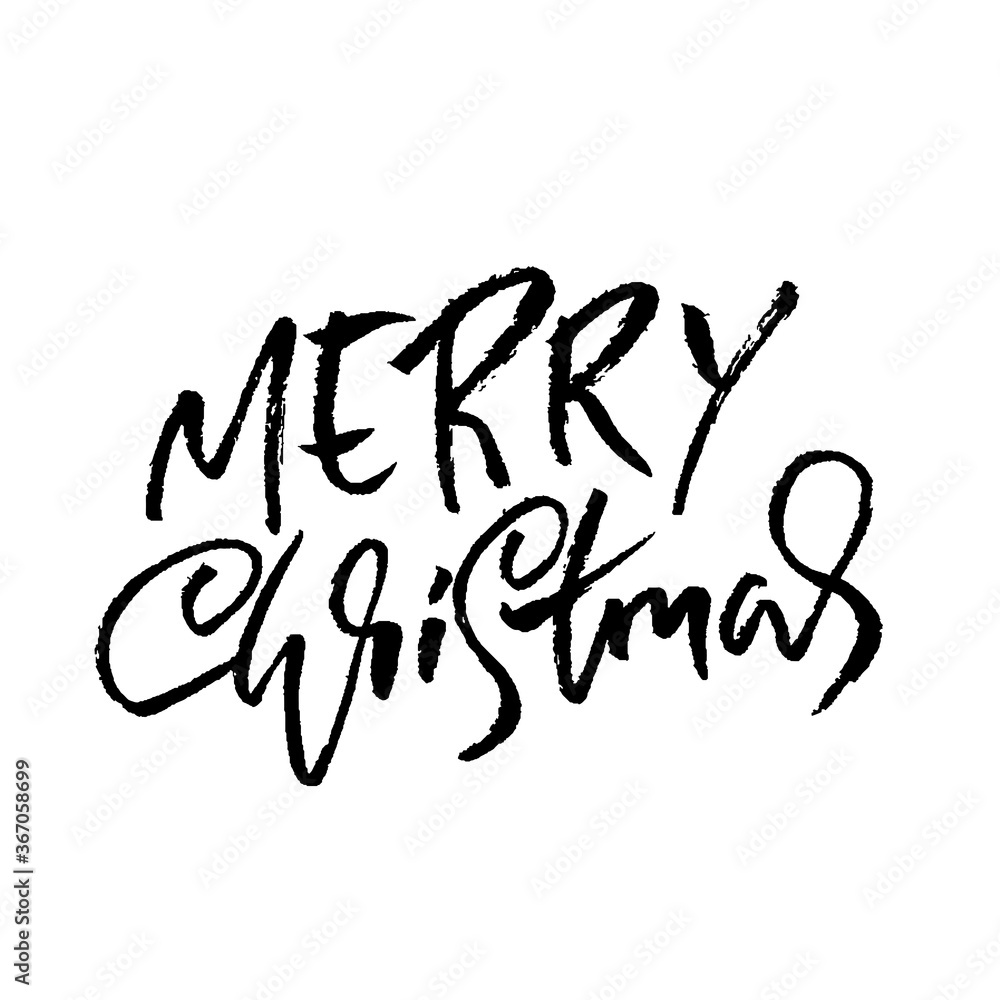 Hand drawn phrase Merry Christmas. Grunge lettering design. Vector typography vector illustration. Hand drawn phrase Merry Christmas. Grunge lettering design. Vector typography vector illustration.