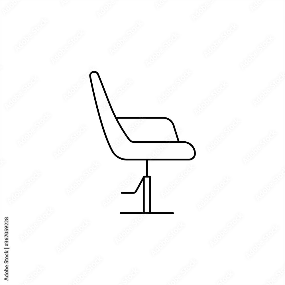 Barber Chair vector icon in linear style. Black outline isolated on a white background. Beauty salon equipment. Logo illustration. Barber Chair vector icon in linear style. Black outline isolated on a white background. Beauty salon equipment. Logo illustration.
