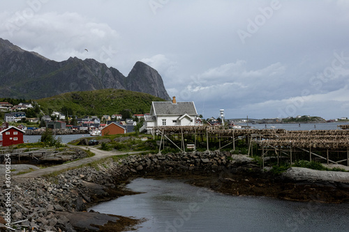 Norwegian small town landscape on the coast