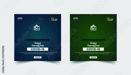 protect yourself from covid-19, together we create together we fight social media banner template 
