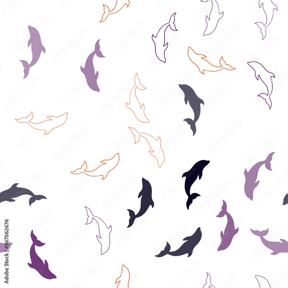 Dark Pink, Red vector seamless pattern with sea dolphins. Modern abstract illustration with sea dolphins. Pattern for websites of animals. Dark Pink, Red vector seamless pattern with sea dolphins. Modern abstract illustration with sea dolphins. Pattern for websites of animals.