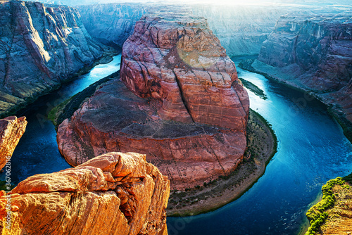 Arizona Horseshoe Bend in Grand Canyon. Scenic Horseshoe Bend canyon on Colorado River in Arizona. Sunset in Canyon.