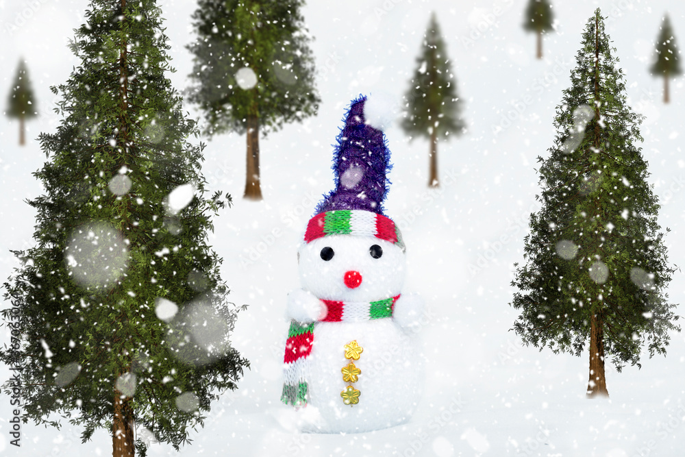 Christmas trees and snowmen