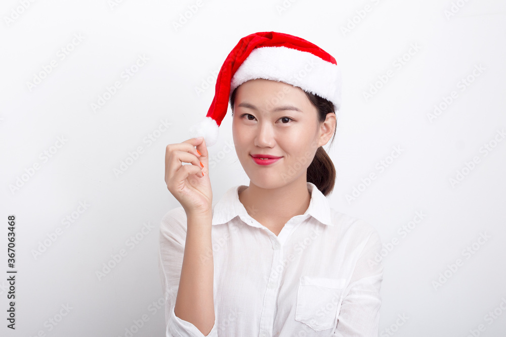 The girl in the Santa hat The girl in the Santa hat